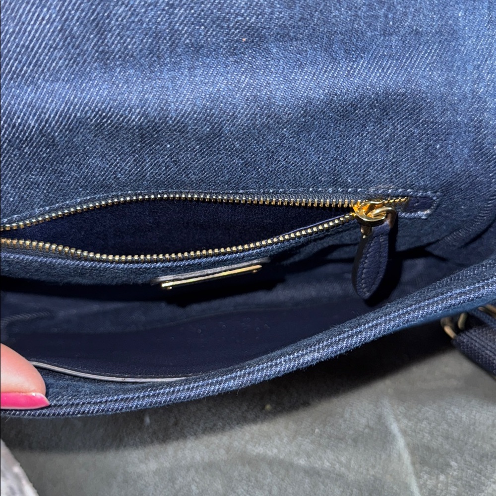 Miu Miu logo Maltalese Denim Blue Quilted Crossbody Bag gold hardware dust bag - Picture 9 of 15
